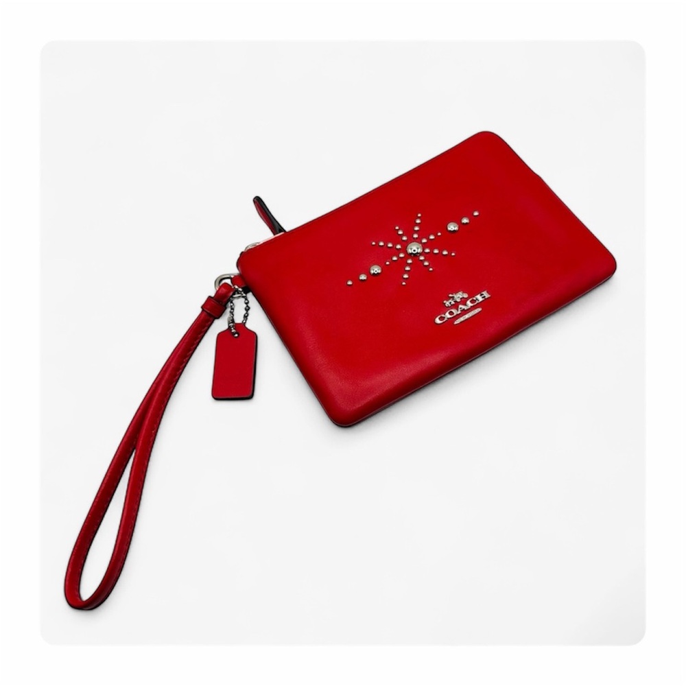 ★ Coach RARE Western Rivets Wristlet - Red/Silver ★ - Picture 3 of 16